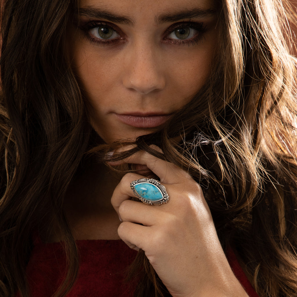 Riwama Turquoise Ring 8.79Ct And Sterling Silver