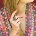 Bague Ehecatl Malachite 6,30Ct Et Argent Massif