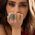 Anillo Xun Turquesa 6.30Ct Y Plata De Ley