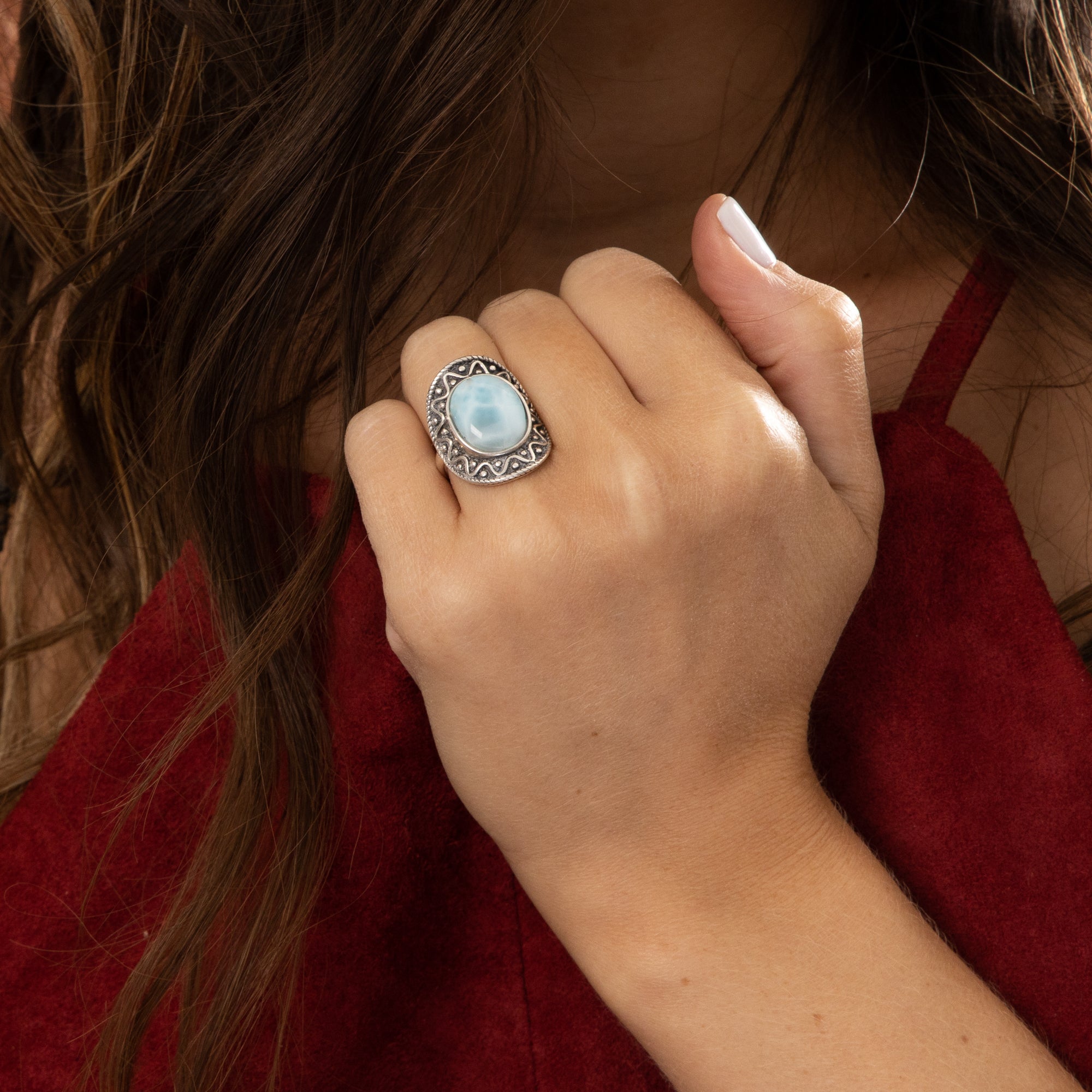 Anillo Nakoa Larimar 4.98Ct y plata de ley