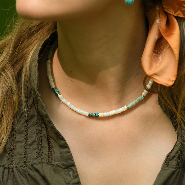 Amazonite White Opal Turquoise Necklace