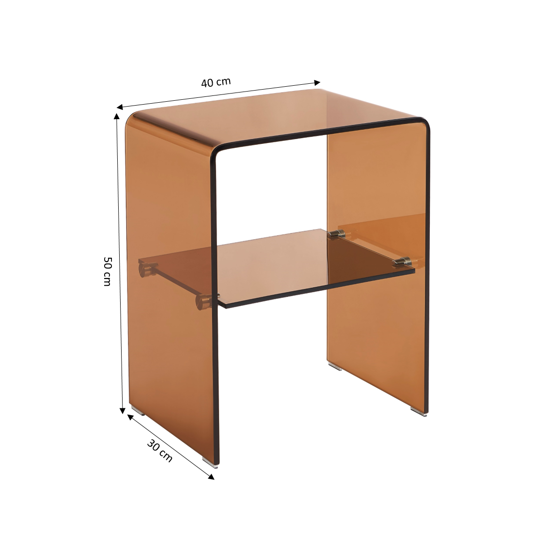 Ginza - Bedside Table - Tempered Glass - Amber