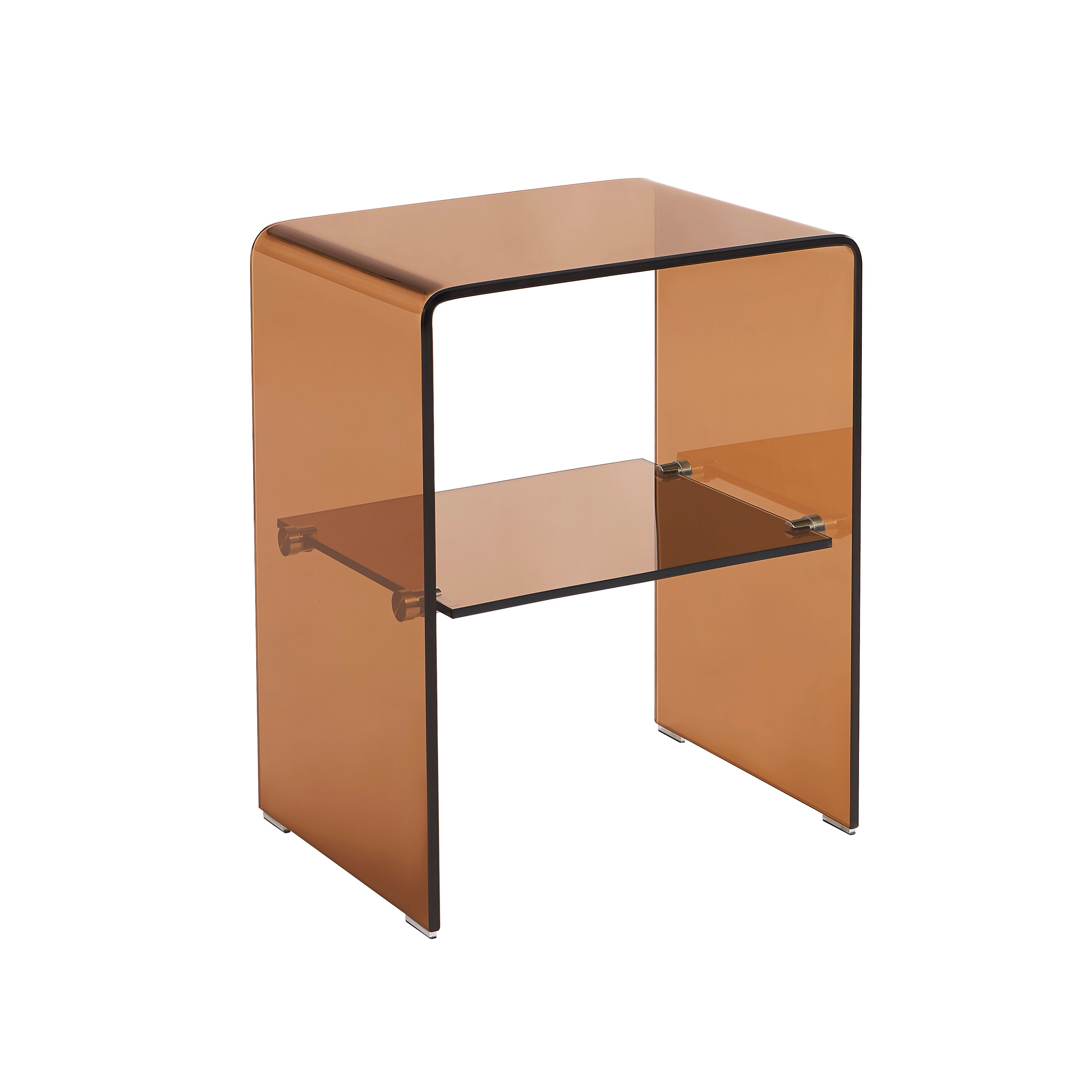 Ginza - Bedside Table - Tempered Glass - Amber