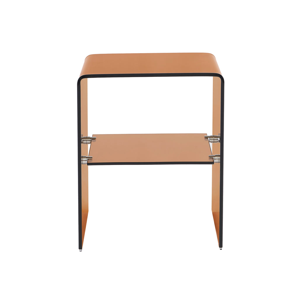 Ginza - Bedside Table - Tempered Glass - Amber
