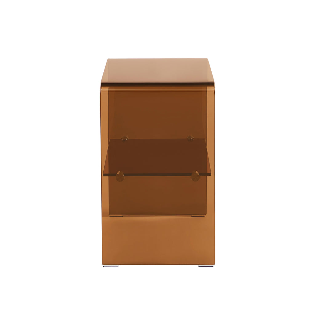 Ginza - Bedside Table - Tempered Glass - Amber