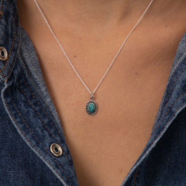 Huaya Turquoise Necklace 0.11Ct And Sterling Silver