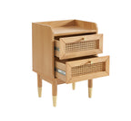 Leon - Bedside Table - Oak Veneer and Rattan Cane