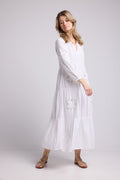 Vestido largo de manga larga - Blanco