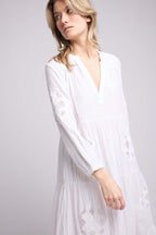 Vestido largo de manga larga - Blanco