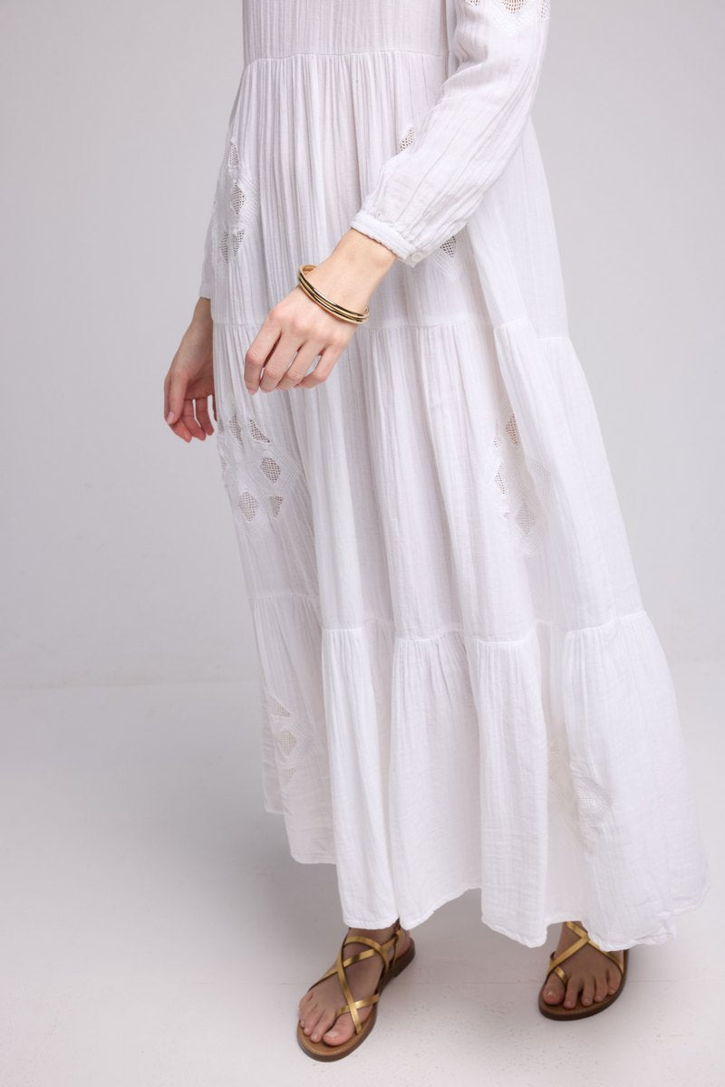 Vestido largo de manga larga - Blanco
