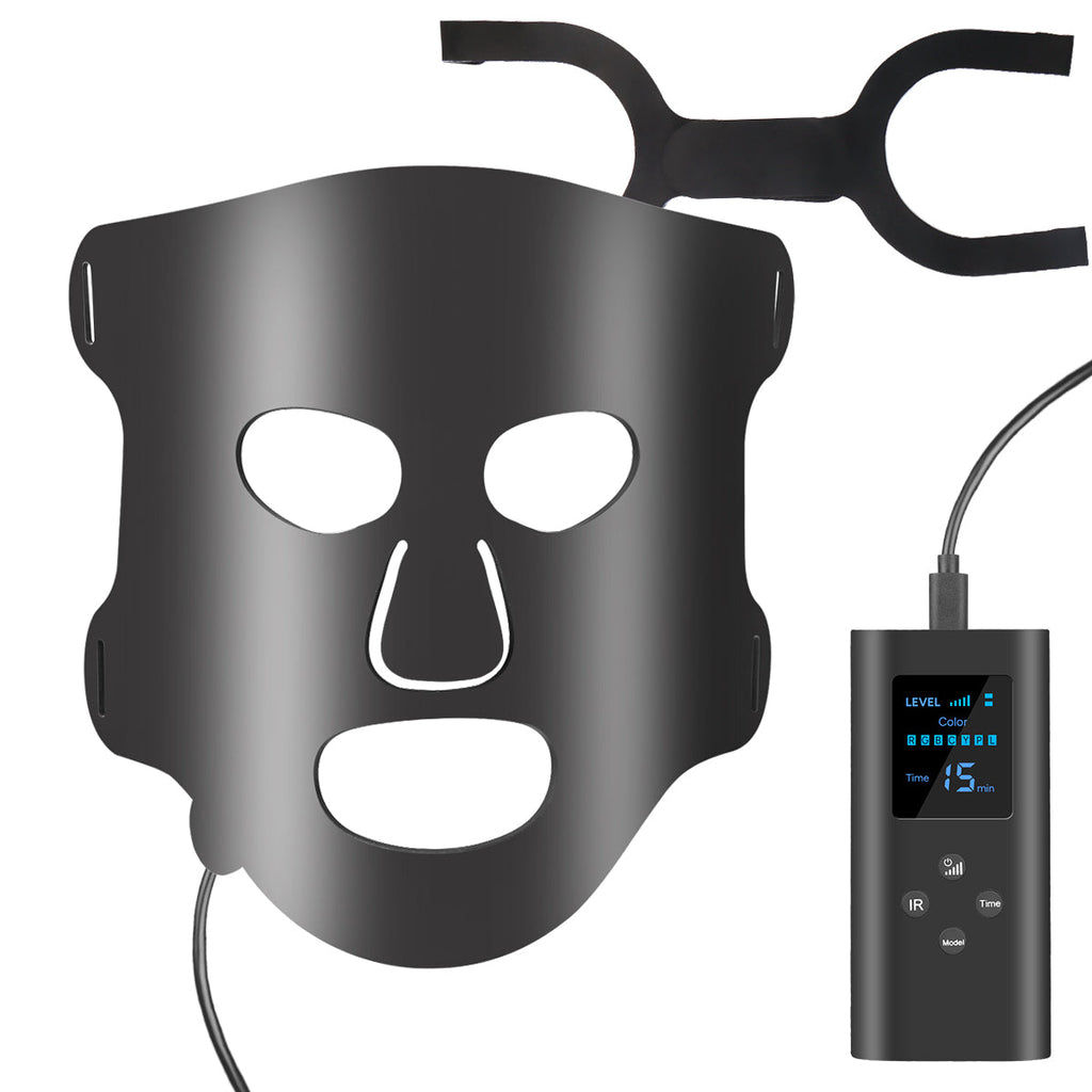 Máscara Led Facial Luminoterapia 7 Colores - Negro Flexible