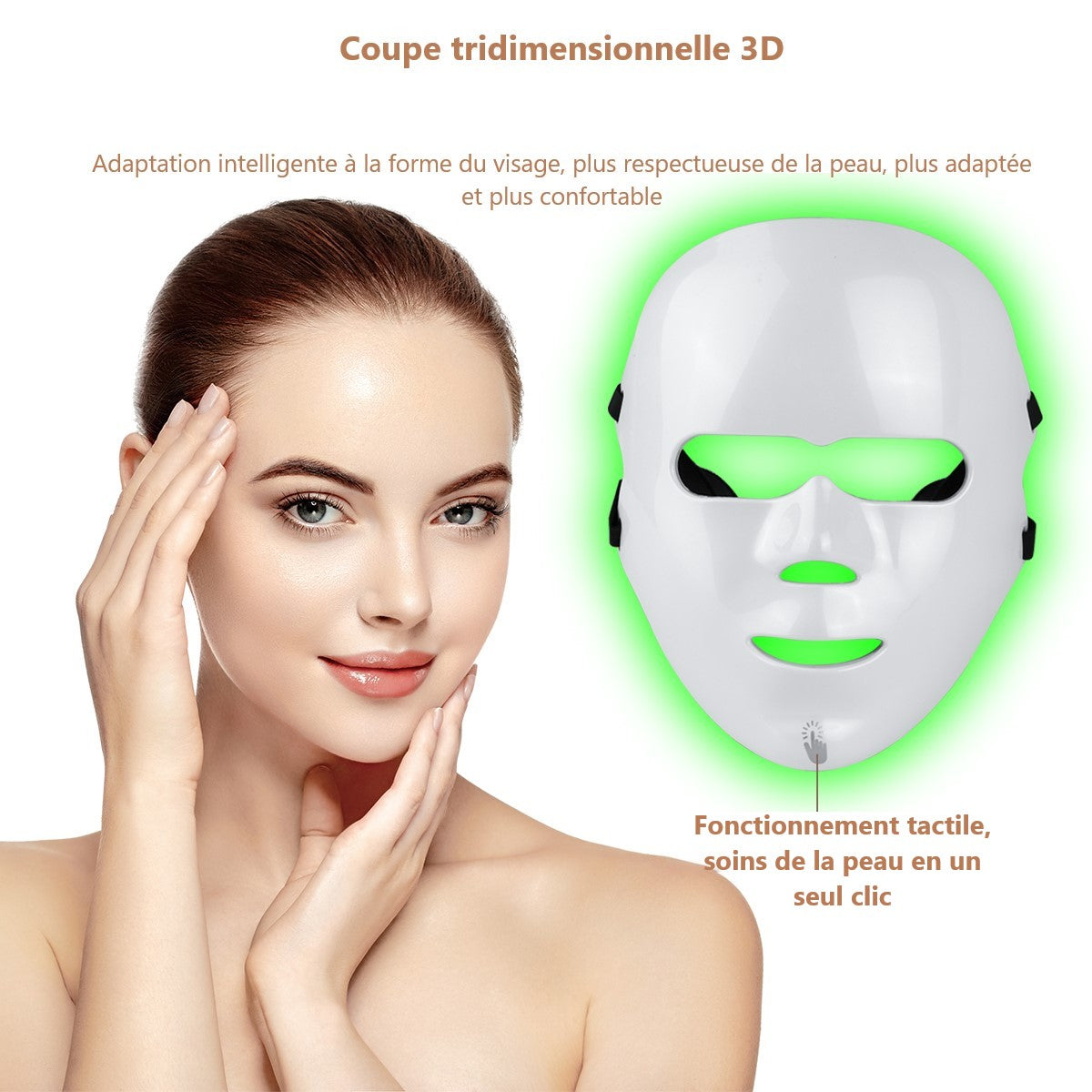 Maschera Led Viso Luminoterapia 7 Colori - Bianco Rigido