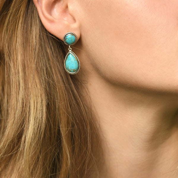 Atza Turquoise Earrings 11.32/4 And Sterling Silver