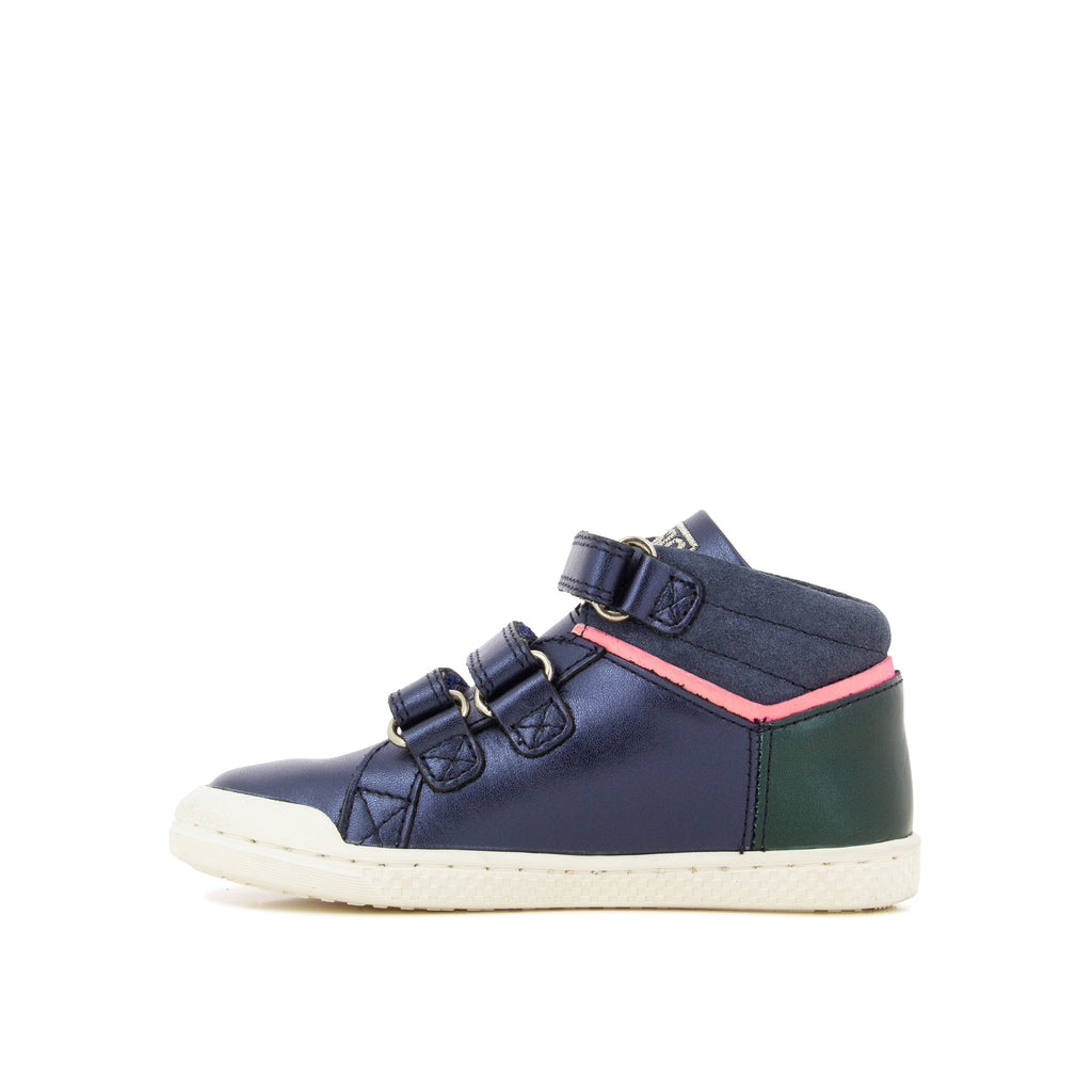 Pom d'Api – 10 Is - Ten Fit V3 - Marine/Émeraude, barnkänga i marinblått, mörkgrönt och rosa, profilvy
