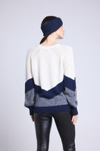 Jersey color block Teresa - Azul marino y blanco - Mujer