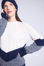 Jersey color block Teresa - Azul marino y blanco - Mujer