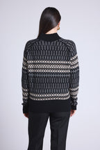 Jersey de cuello alto texturizado Tibby - Negro Blanco Beige - Mujer