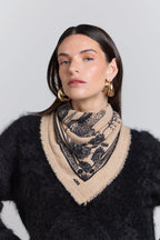 Pañuelo Bandana Tiger En Cachemira - Ecoland Beige & Negro - Mixto