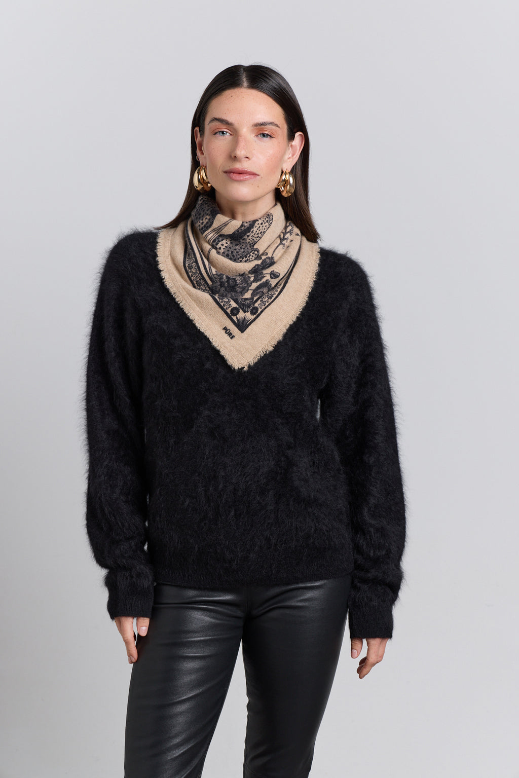 Echarpe Bandana Tiger En Cachemire - Ecoland Beige & Noir - Mixte