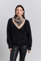 Echarpe Bandana Tiger En Cachemire - Ecoland Beige & Noir - Mixte