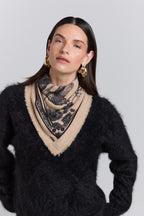 Echarpe Bandana Tiger En Cachemire - Ecoland Beige & Noir - Mixte