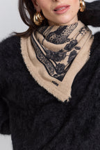 Pañuelo Bandana Tiger En Cachemira - Ecoland Beige & Negro - Mixto