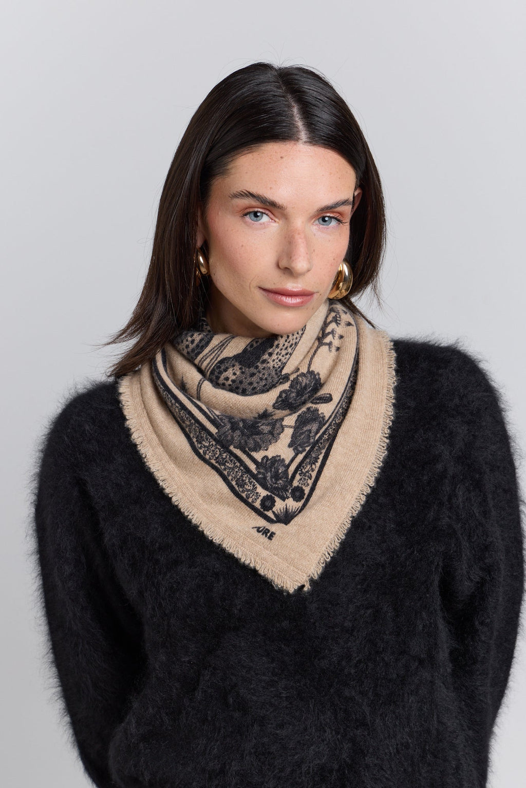 Pañuelo Bandana Tiger En Cachemira - Ecoland Beige & Negro - Mixto