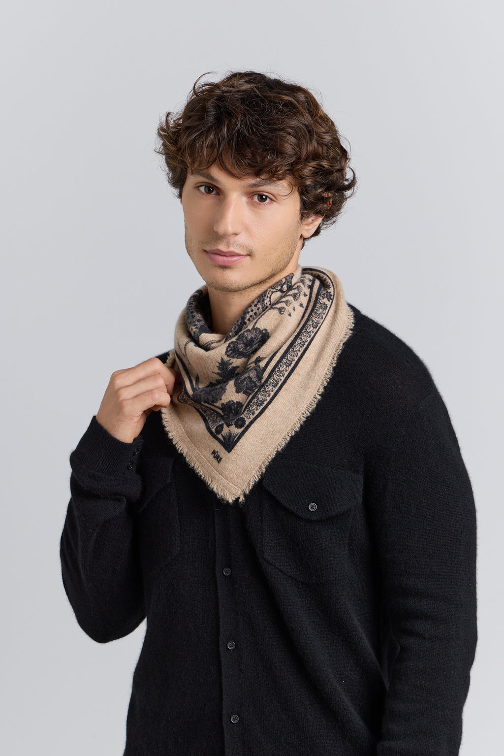 Echarpe Bandana Tiger En Cachemire - Ecoland Beige & Noir - Mixte