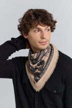 Echarpe Bandana Tiger En Cachemire - Ecoland Beige & Noir - Mixte