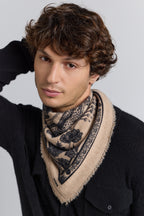 Echarpe Bandana Tiger En Cachemire - Ecoland Beige & Noir - Mixte