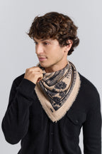Echarpe Bandana Tiger En Cachemire - Ecoland Beige & Noir - Mixte