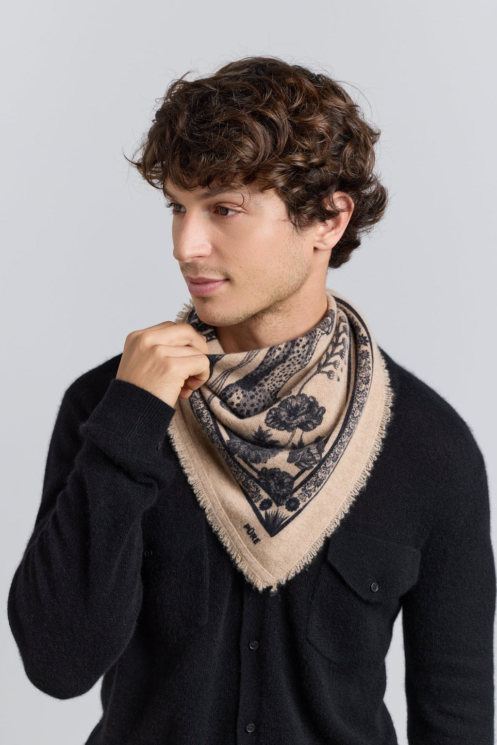 Pañuelo Bandana Tiger En Cachemira - Ecoland Beige & Negro - Mixto