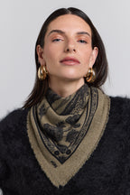 Echarpe Bandana Tiger En Cachemire - Ledburry Khaki & Noir - Mixte