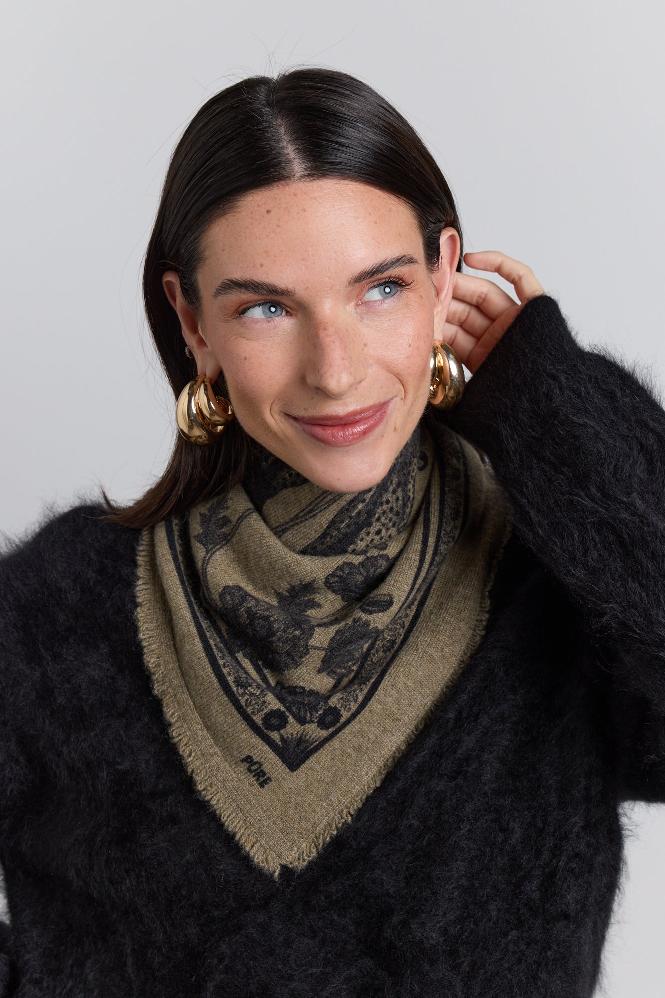 Echarpe Bandana Tiger En Cachemire - Ledburry Khaki & Noir - Mixte