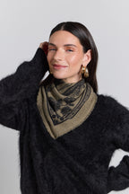 Echarpe Bandana Tiger En Cachemire - Ledburry Khaki & Noir - Mixte