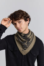 Echarpe Bandana Tiger En Cachemire - Ledburry Khaki & Noir - Mixte