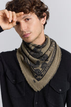 Echarpe Bandana Tiger En Cachemire - Ledburry Khaki & Noir - Mixte