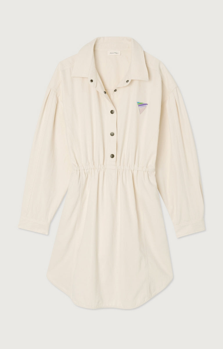 American Vintage - Midi Shirt Dress with Long Sleeves - Ecru - Women