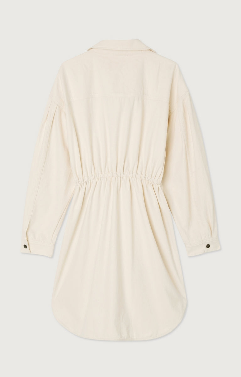 American Vintage - Midi Shirt Dress with Long Sleeves - Ecru - Women