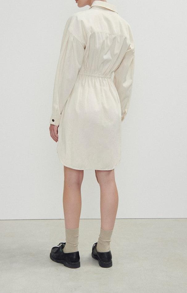 American Vintage - Midi Shirt Dress with Long Sleeves - Ecru - Women