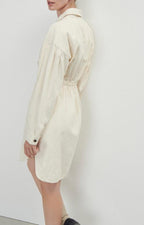 American Vintage - Midi Shirt Dress with Long Sleeves - Ecru - Women