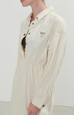 American Vintage - Midi Shirt Dress with Long Sleeves - Ecru - Women