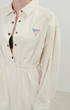 American Vintage - Midi Shirt Dress with Long Sleeves - Ecru - Women