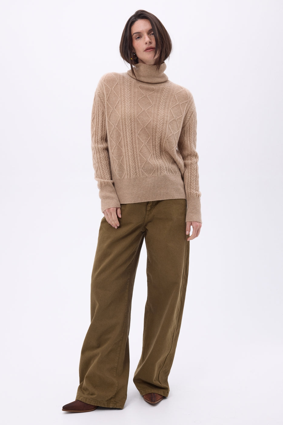 Echarpe Triangle Torsades Tory - Beige Creme - Femme