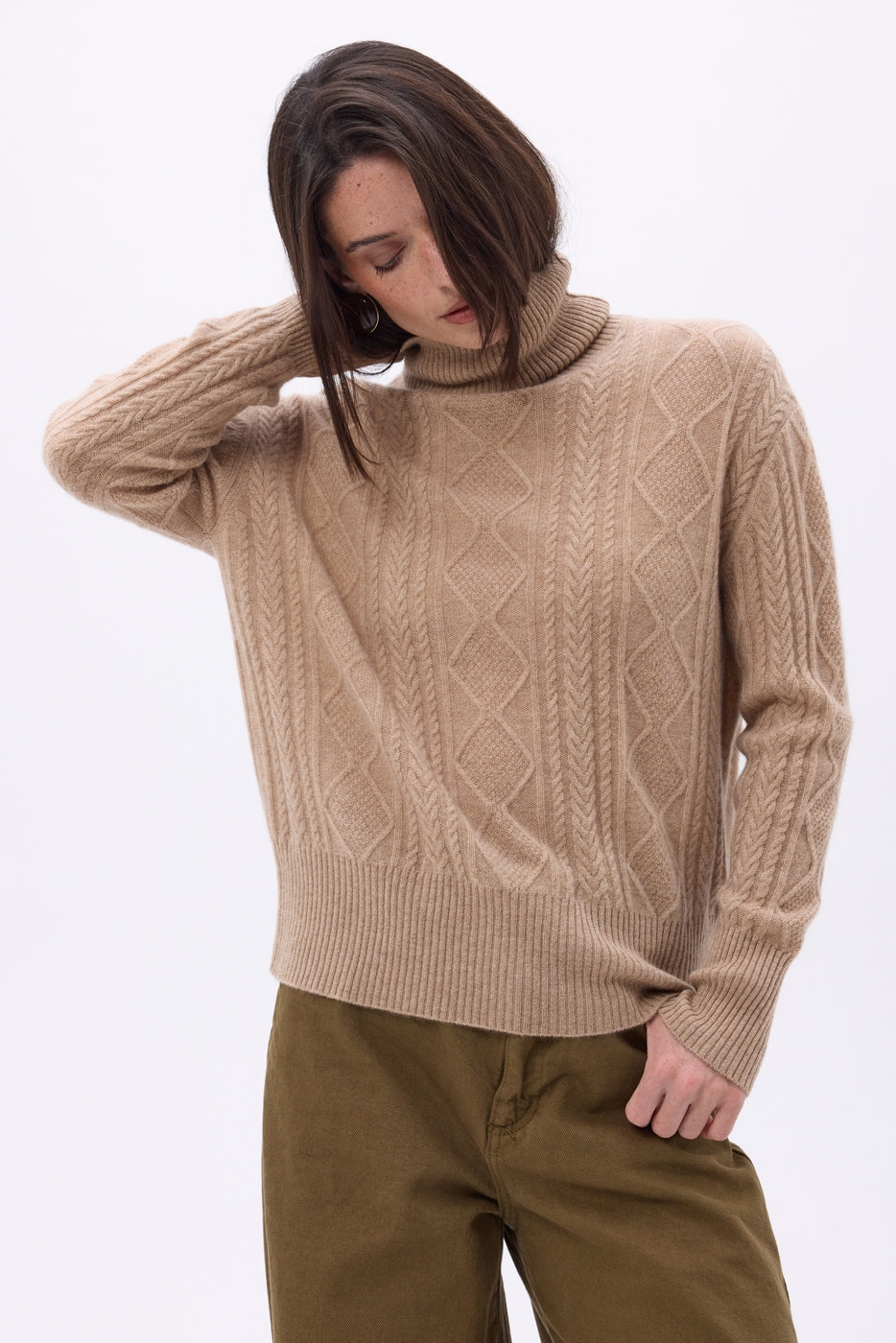 Echarpe Triangle Torsades Tory - Beige Creme - Femme