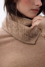 Echarpe Triangle Torsades Tory - Beige Creme - Femme