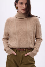 Echarpe Triangle Torsades Tory - Beige Creme - Femme