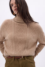 Echarpe Triangle Torsades Tory - Beige Creme - Femme