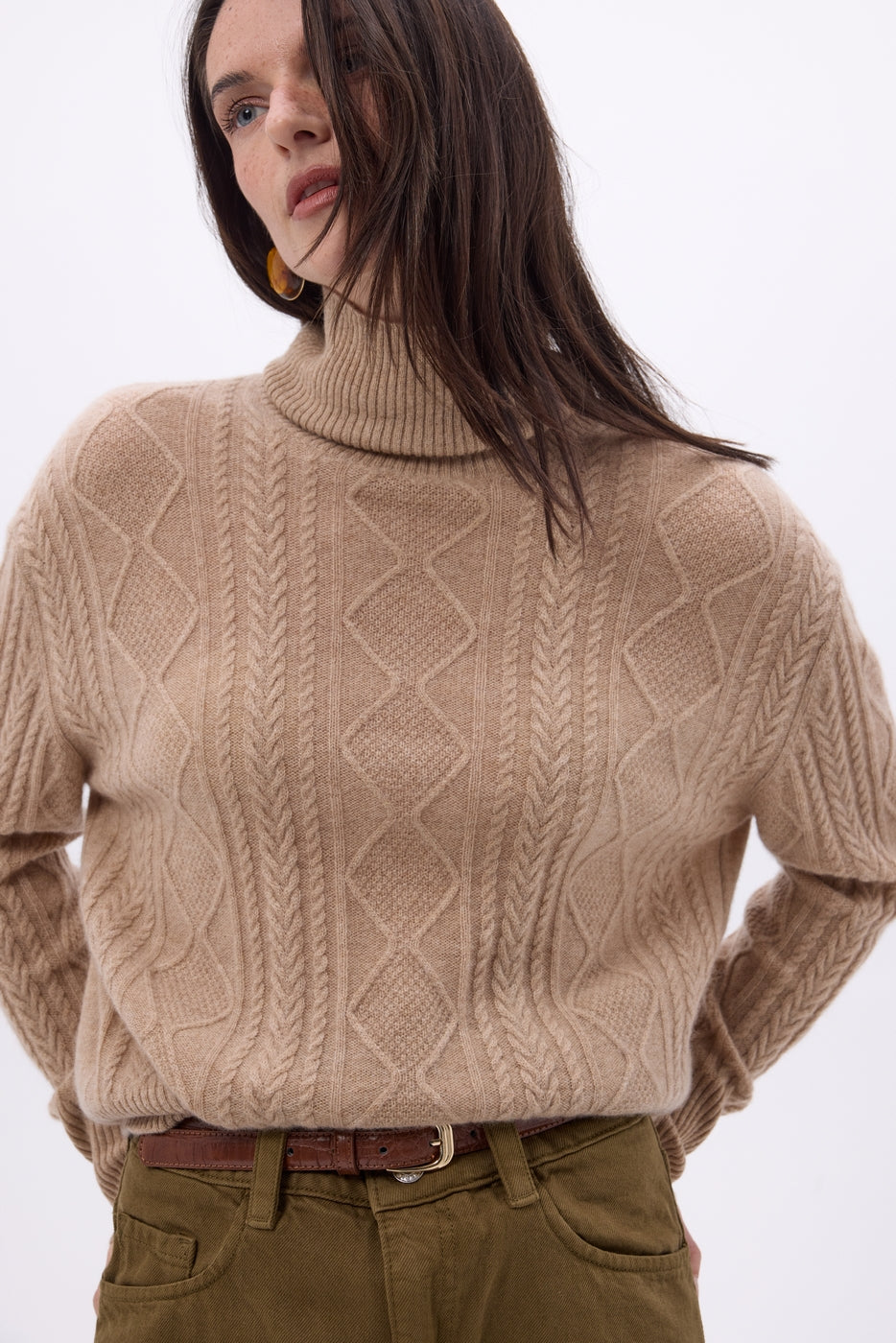 Echarpe Triangle Torsades Tory - Beige Creme - Femme