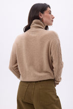 Echarpe Triangle Torsades Tory - Beige Creme - Femme